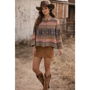 VTG More by Lata Tapestry Heavy Blanket Boho Southwestern 1X Cotton Jacket